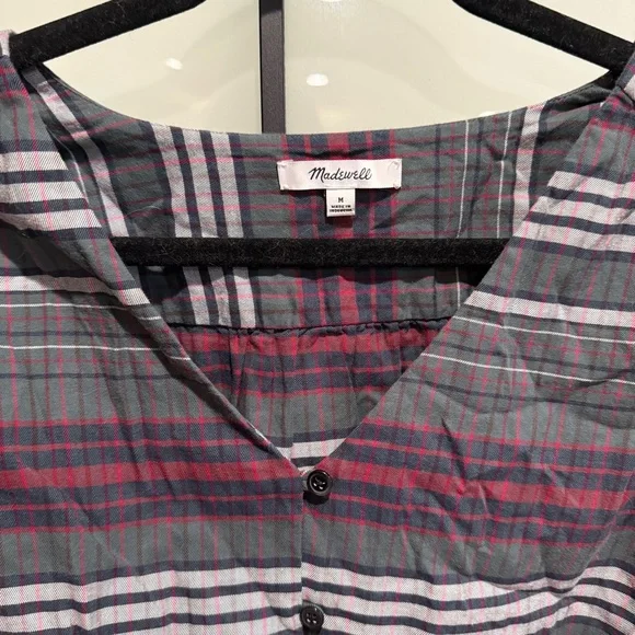 Madewell Plaid Button-Up Women's Top - Picture 2 of 4